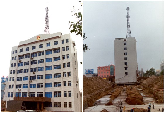 國內平移建筑物最高、高層建筑平移距離最遠的建筑移位工程-山東省某辦公樓整體平移-國內建筑物整體平移實(shí)踐-建筑移位